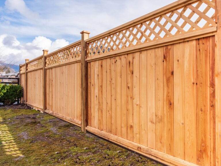 this image shows a brand new decorative wooden fence installed in Raleigh, North Carolina.