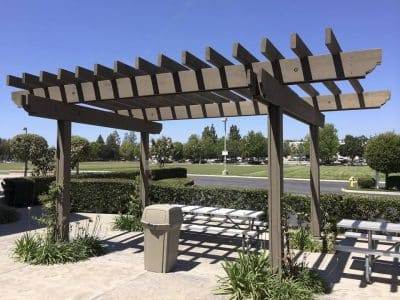This image shows a pergola that was installed in a public park in North Carolina.